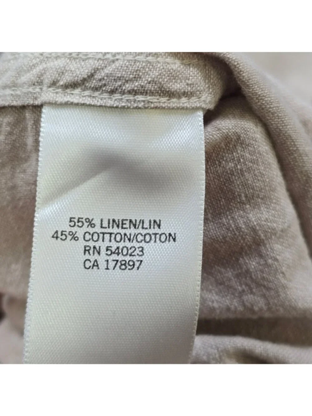 Banana Republic Mens Medium Button-Up Shirt Beige Linen Cotton Blend Long Sleeve